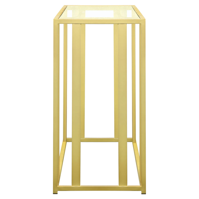 Adri Glass Top Entryway Console Table Matte Brass