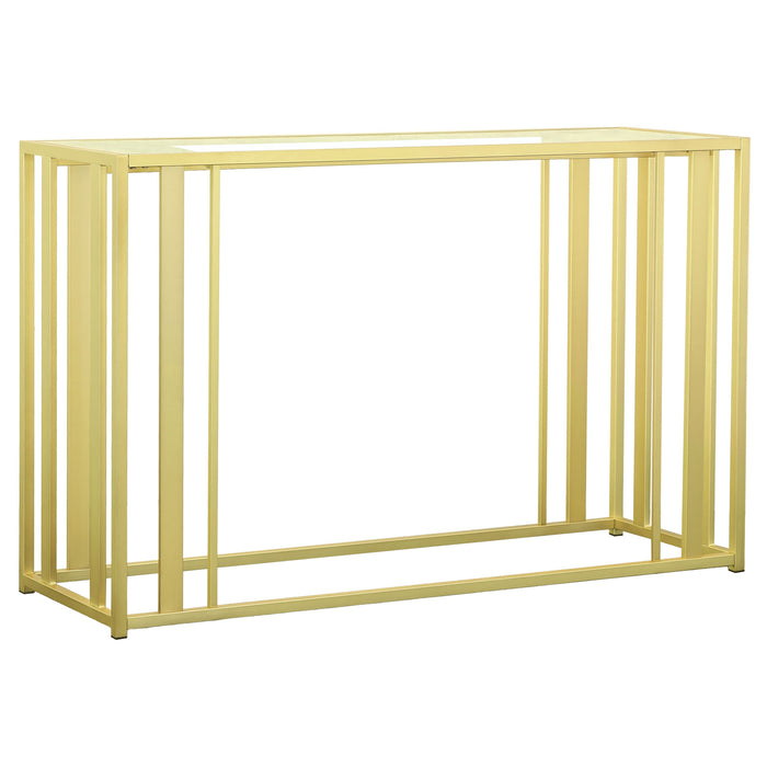 Adri Glass Top Entryway Console Table Matte Brass