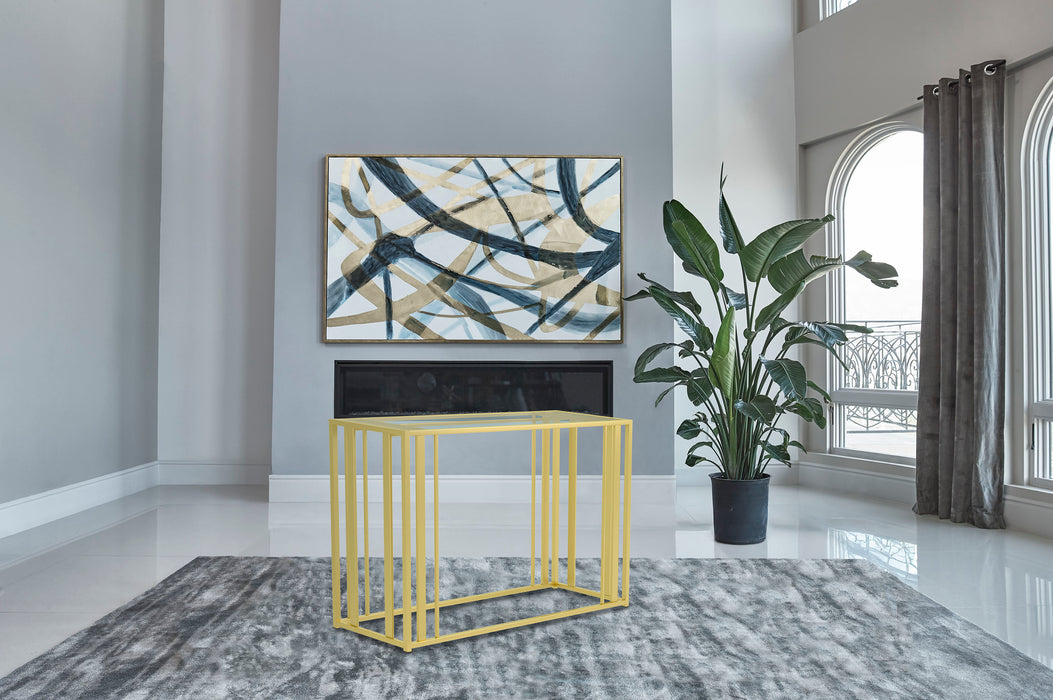 Adri Glass Top Entryway Console Table Matte Brass