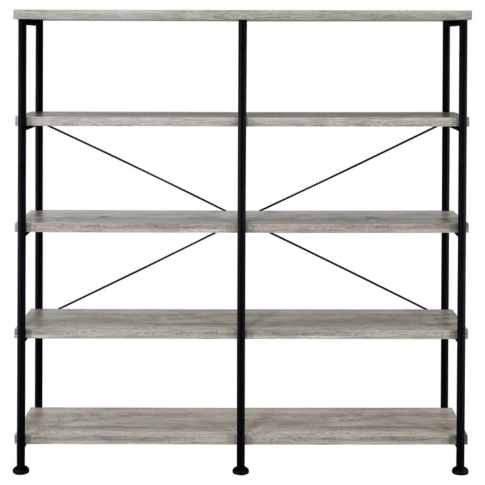 Analiese 63-inch 4-shelf Double Bookshelf Grey Driftwood