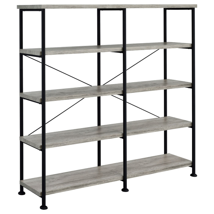 Analiese 63-inch 4-shelf Double Bookshelf Grey Driftwood