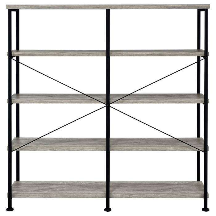 Analiese 63-inch 4-shelf Double Bookshelf Grey Driftwood
