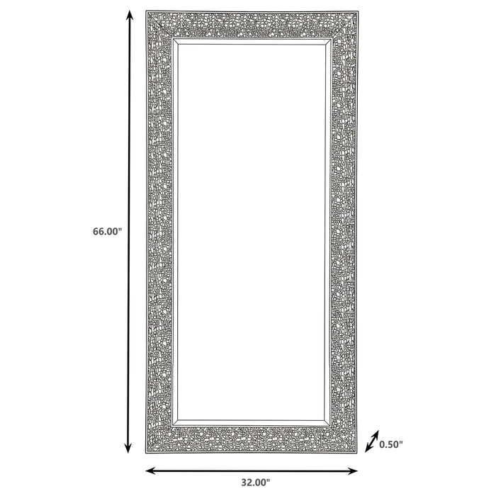 Rollins 32 x 66 Inch Rectangular Floor Mirror Black