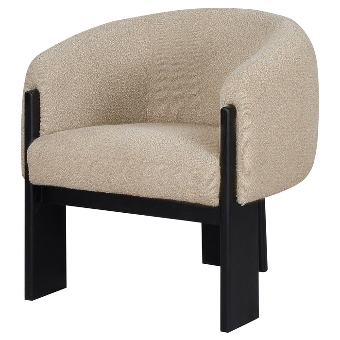 Valdez Boucle Upholstered Barrel Back Accent Chair Beige