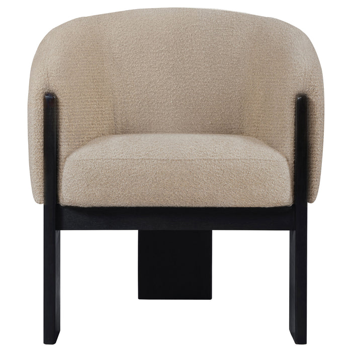 Valdez Boucle Upholstered Barrel Back Accent Chair Beige