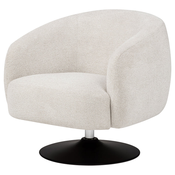 Dave Upholstered Barrel Back Swivel Club Chair Beige