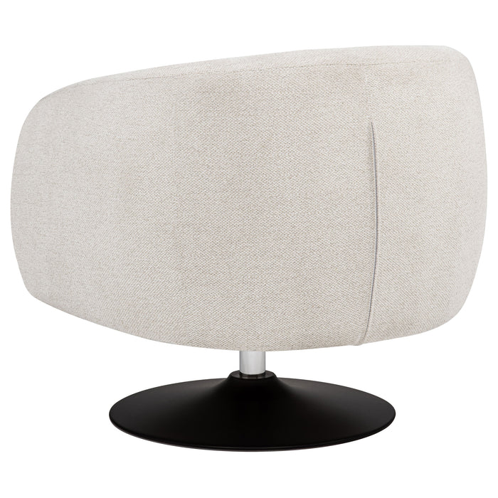 Dave Upholstered Barrel Back Swivel Club Chair Beige