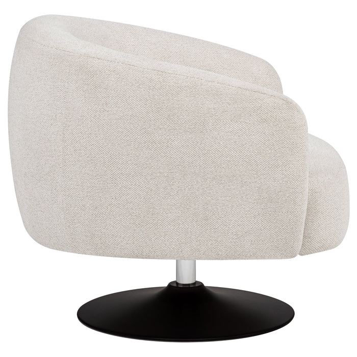 Dave Upholstered Barrel Back Swivel Club Chair Beige