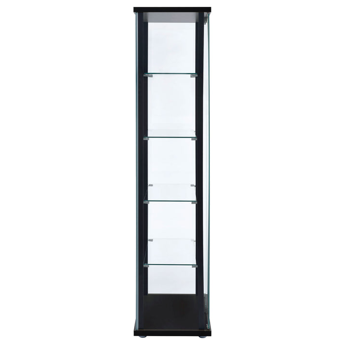 Delphinium 5-Shelf Clear Glass Curio Display Cabinet Black
