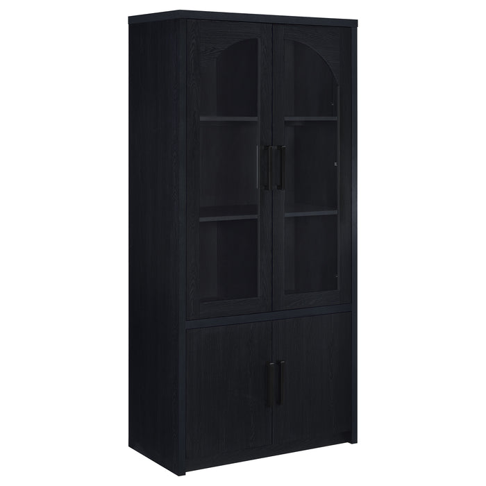 Riva 4-door Tall Accent Display Cabinet LED Lighting Black