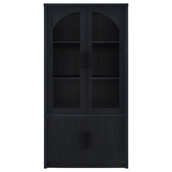Riva 4-door Tall Accent Display Cabinet LED Lighting Black