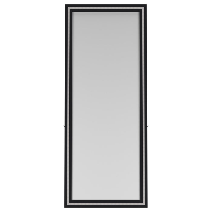 Windrose 28 x 67 Inch Tempered LED Standing Mirror Black
