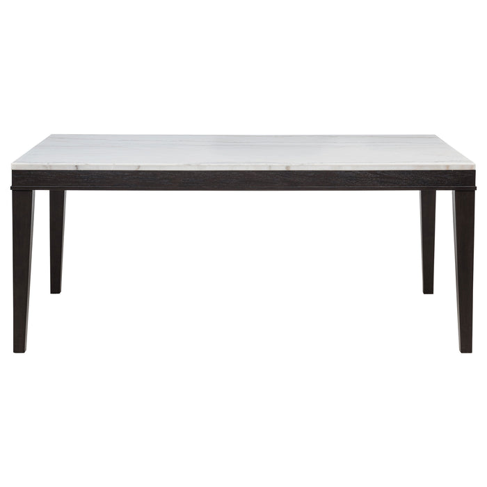 Averill 7-piece White Marble Top Dining Set Dark Grey and Coffee Bean