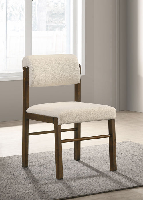 Kehoe Upholstered Dining Side Chair Cream and Walnut (Set of 2)