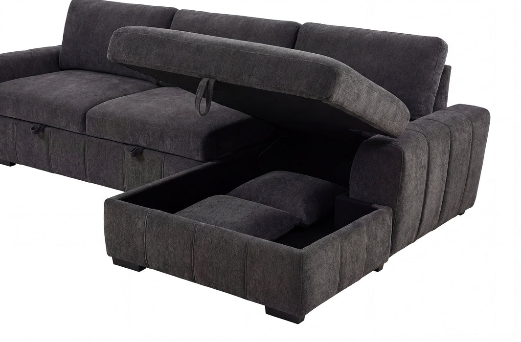 Pastrana Upholstered Sleeper Sectional Sofa RAF Chaise Grey