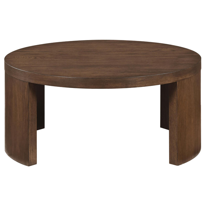 Sweeney 39-inch Round Wood Occasional Cocktail Coffee Table Dark Walnut