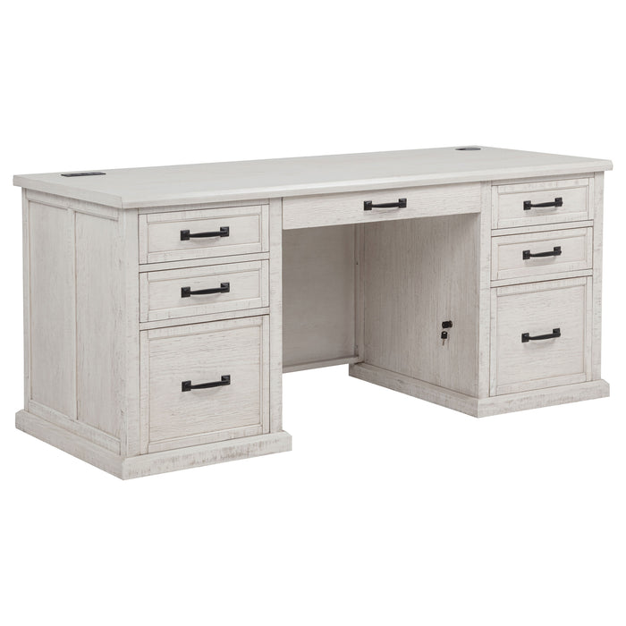 Altidore 68-inch 7-drawer Executive Home Office Desk Distressed White