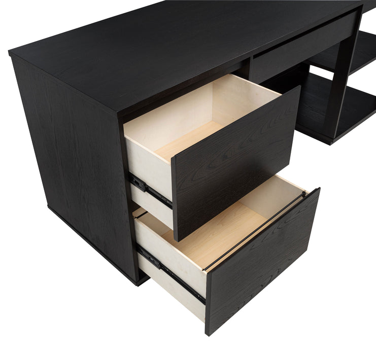 Harkes 75-inch 3-drawer Computer Desk with Adjustable Shelf Coffee Bean