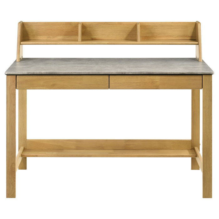 Besler 47-inch SmartTop Writing Desk with Shelf Cement and Natural
