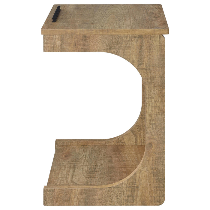 Ralston C-Shaped Lift-Top Sofa Side Table With Casters Mango