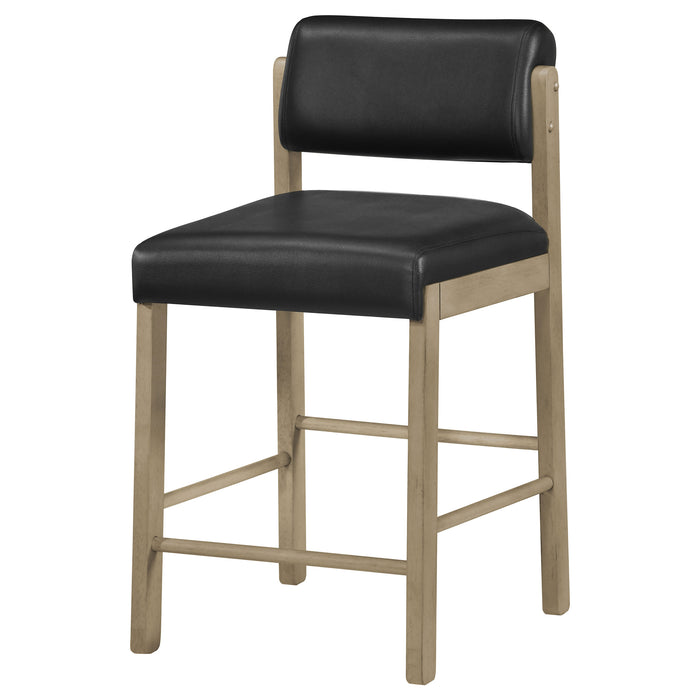 Kehoe Upholstered Counter Height Chair Black and Natural Oak (Set of 2)