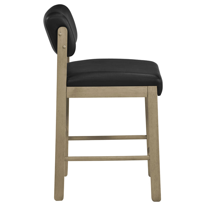 Kehoe Upholstered Counter Height Chair Black and Natural Oak (Set of 2)