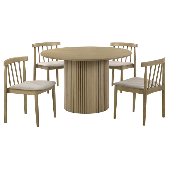 Hamlyn 5-piece Round Wood Dining Set Wheat and Natural Oak