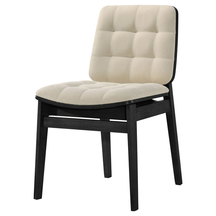 Redbridge Velvet Upholstered Side Chair Cream and Black (Set of 2)