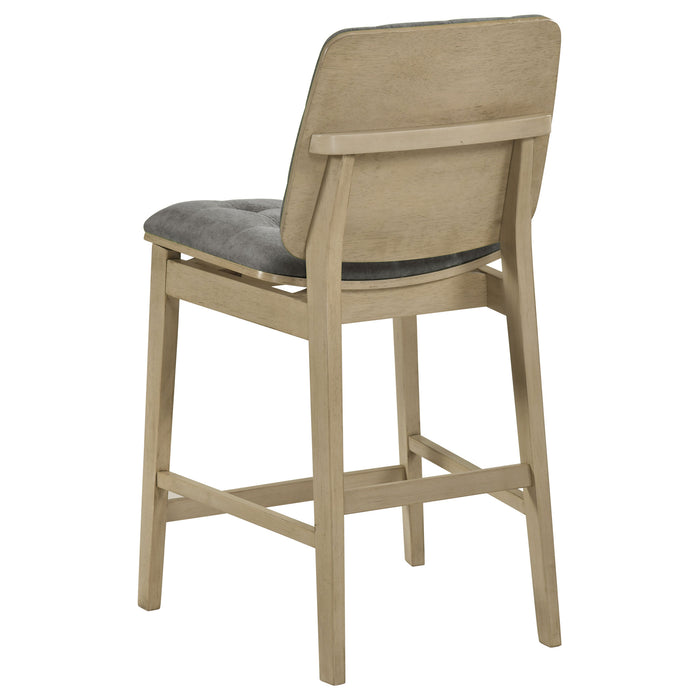 Redbridge Velvet Upholstered Counter Chair Grey and Natural Oak (Set of 2)