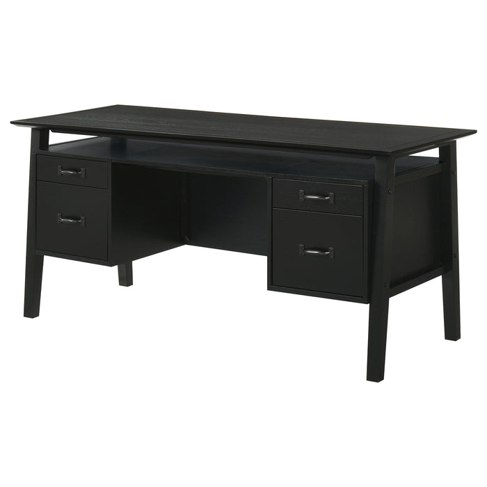 Goodson 64-inch 4-Drawer Double Pedestal Computer Desk Black