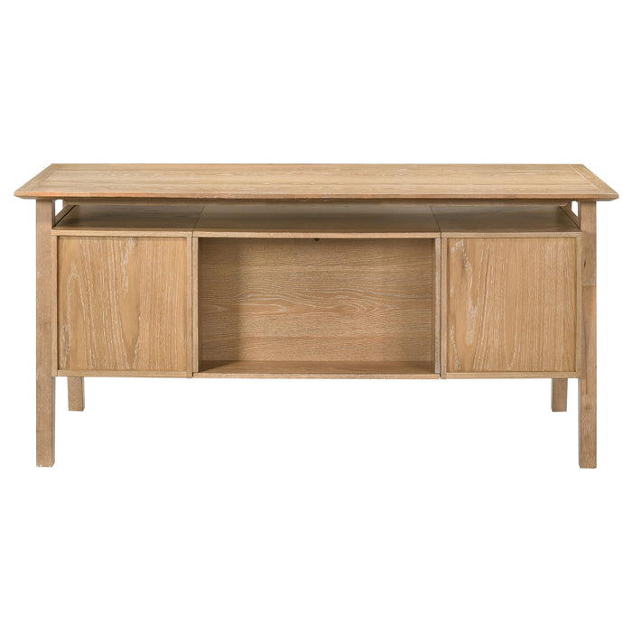 Goodson 64-inch 4-Drawer Double Pedestal Computer Desk Distressed Light Brown