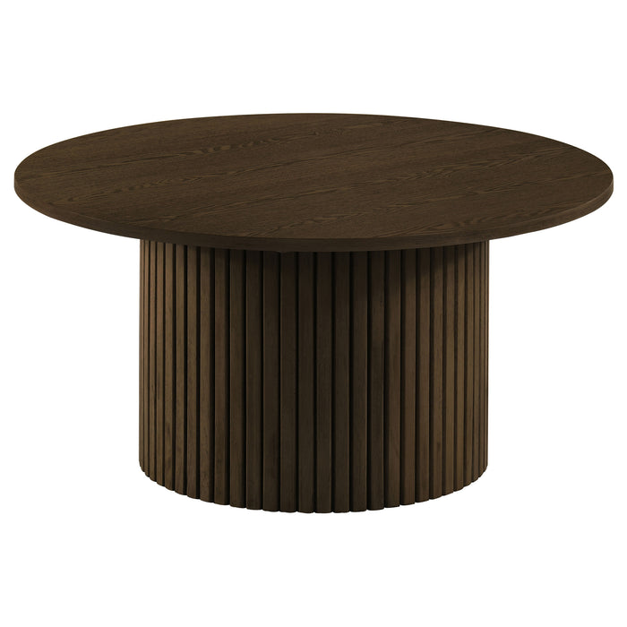 Hamlyn 3-piece Round Fluted Coffee and End Table Set Walnut