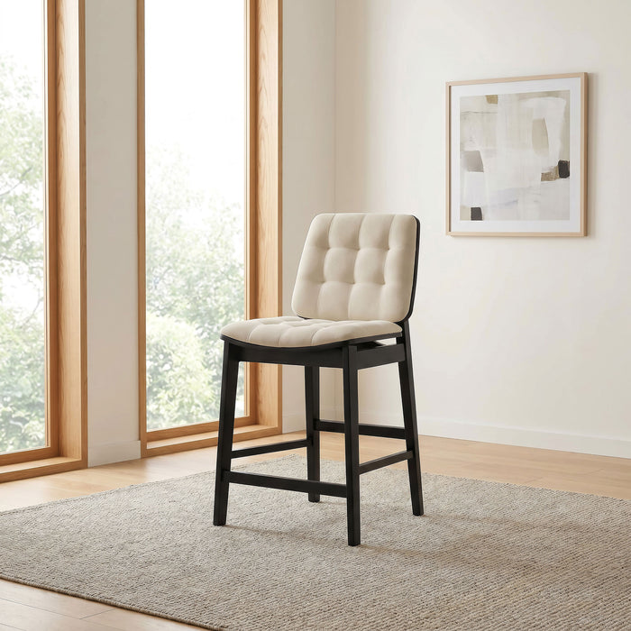 Redbridge Velvet Upholstered Counter Chair Cream and Black (Set of 2)