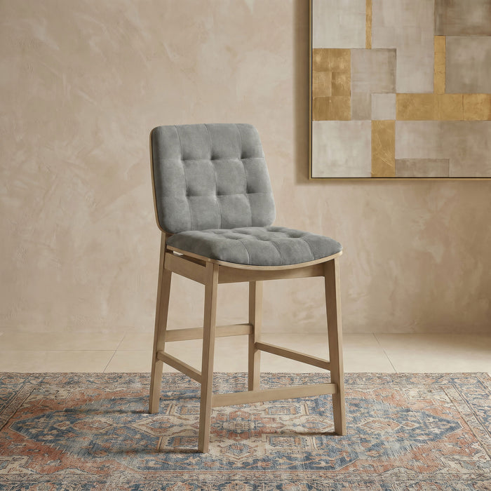 Redbridge Velvet Upholstered Counter Chair Grey and Natural Oak (Set of 2)
