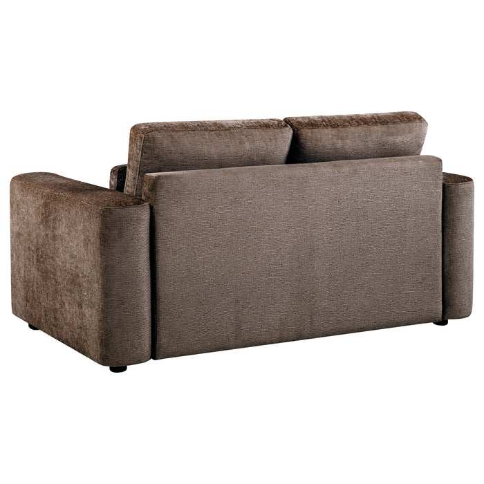 Amador Chenille Upholstered Track Arm Loveseat Chocolate