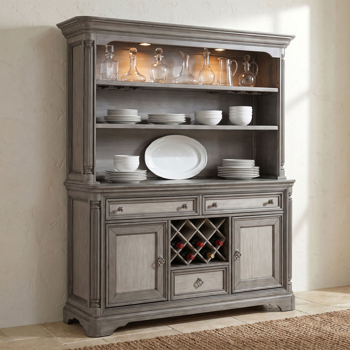 Cresswell 2-door 3-drawer Wine Storage Buffet Weathered Taupe