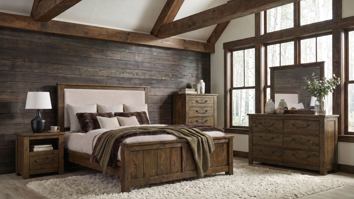 Doherty California King Linen Panel Bed Rustic Brown
