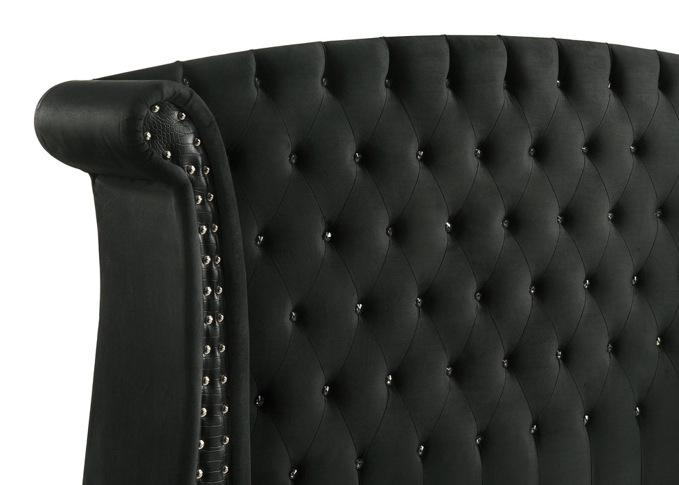Barzini Upholstered California King Wingback Bed Black