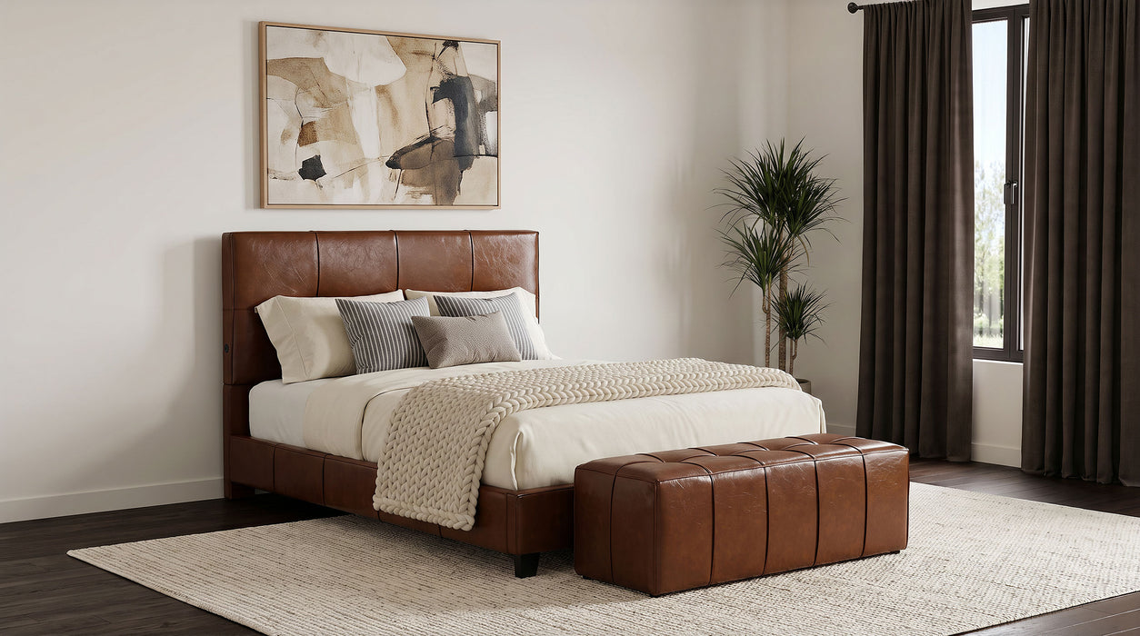 Farrell California King Leatherette Panel Bed Brown