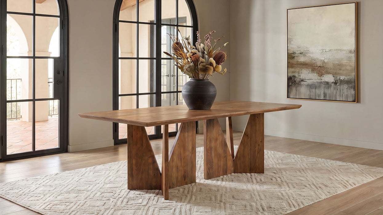 Sosa Solid Mango Wood Dining Table with Angular Base Light Brown