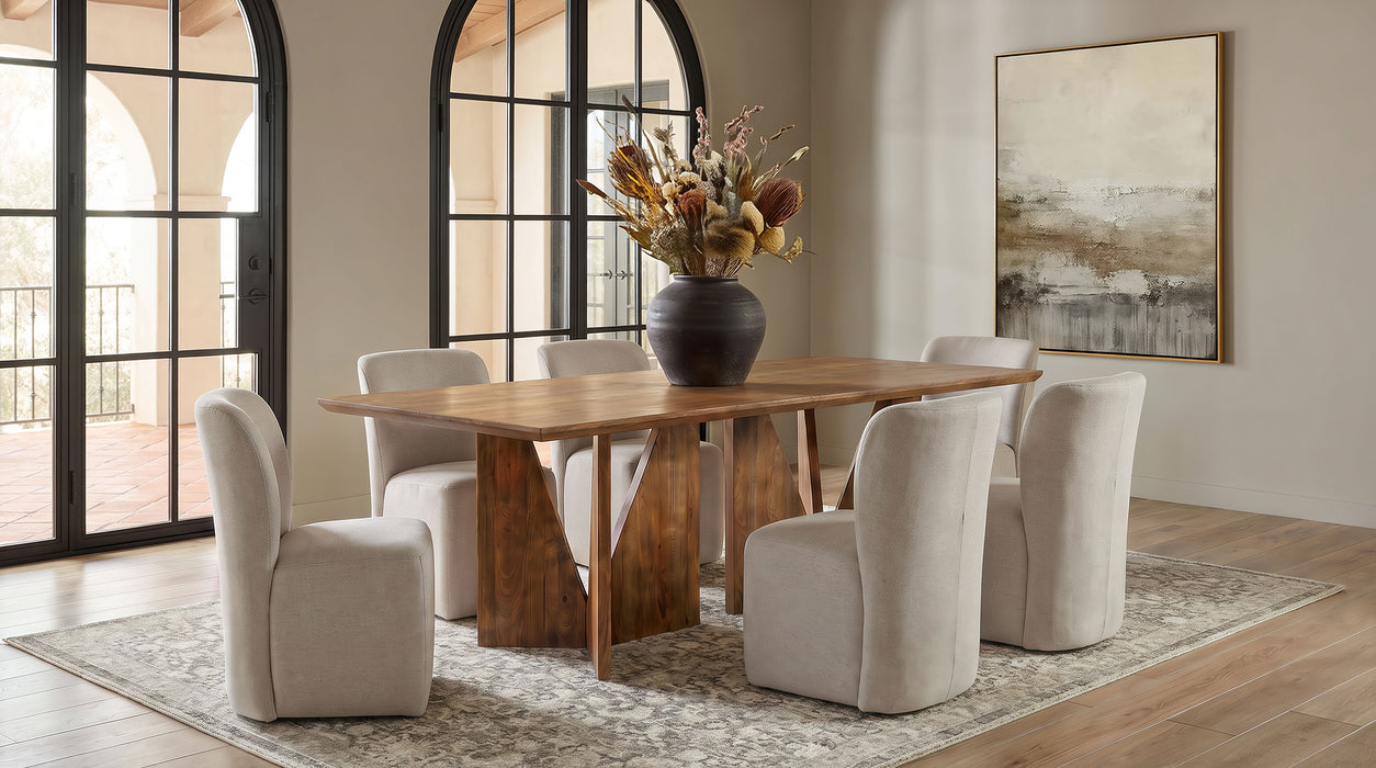 Sosa Solid Mango Wood Dining Table with Angular Base Light Brown