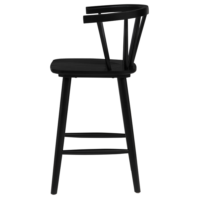 Jeffries 2-Piece Curved Spindle-Back Counter Chair Set Black
