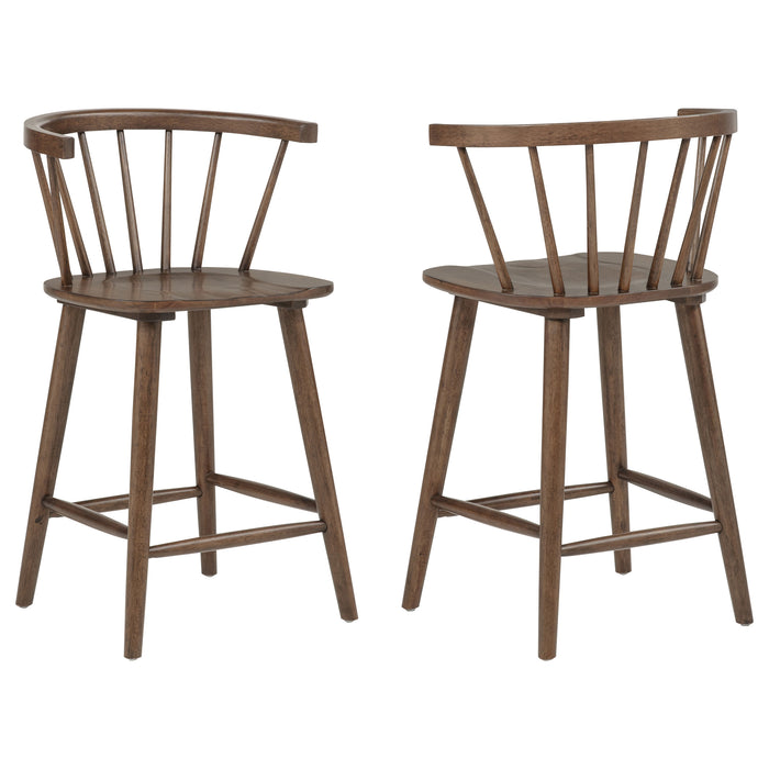 Jeffries 2-Piece Curved Spindle-Back Counter Chair Set Walnut