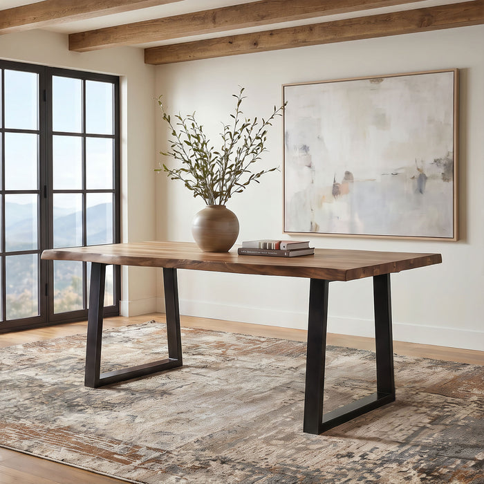 Selwyn 80-inch Live Edge Solid Wood Dining Table Light Sheesham