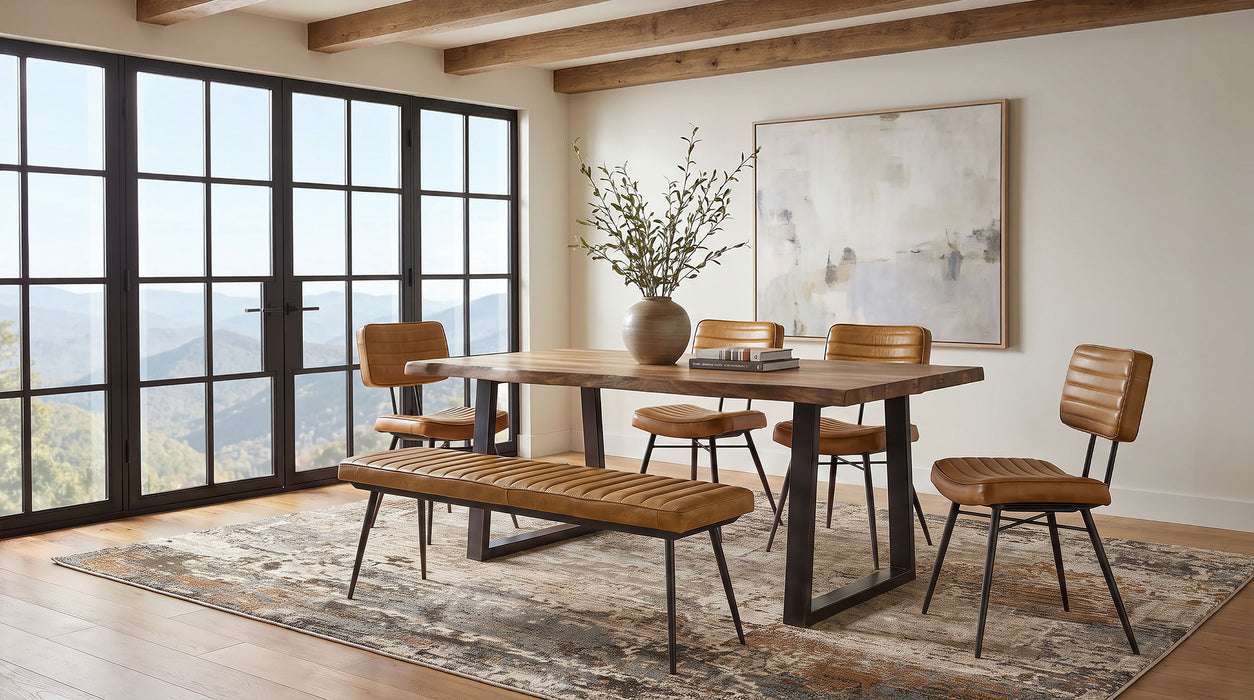 Selwyn 80-inch Live Edge Solid Wood Dining Table Light Sheesham