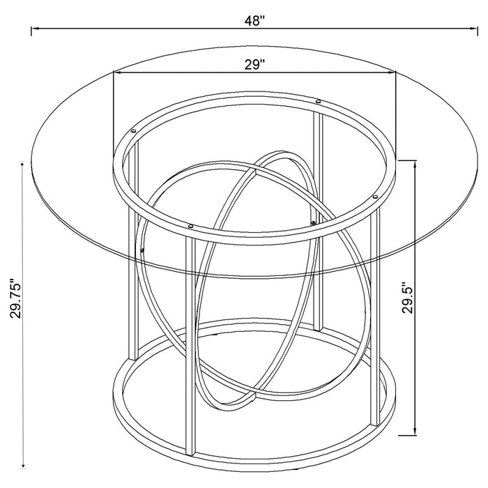 Levy 48-inch Round Glass Top Dining Table Matte Black