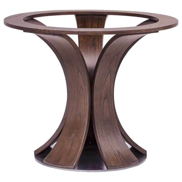 Naser 48-inch Round Glass Top Dining Table Dark Walnut