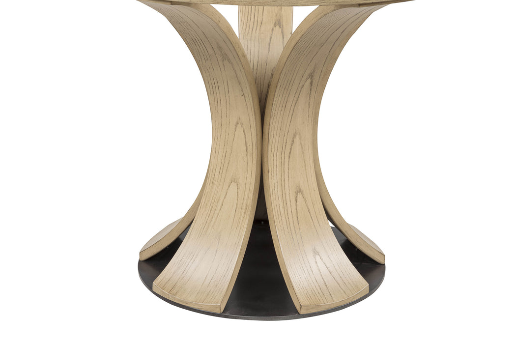 Naser 5-piece 48-inch Round Dining Table Set Beige and Light Oak