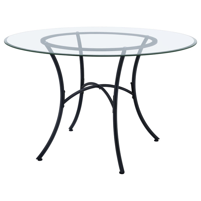 Kline 48-inch Round Glass Top Dining Table Matte Black