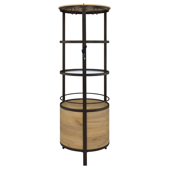 Ritter Round LED Bar Wine Storage Cabinet Rustic Oak